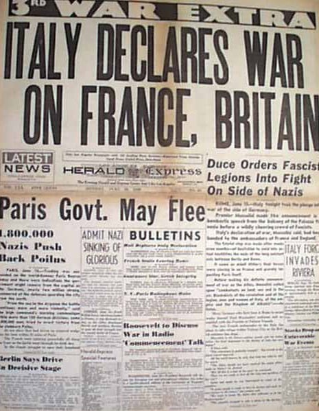 1940, June 10 Italy