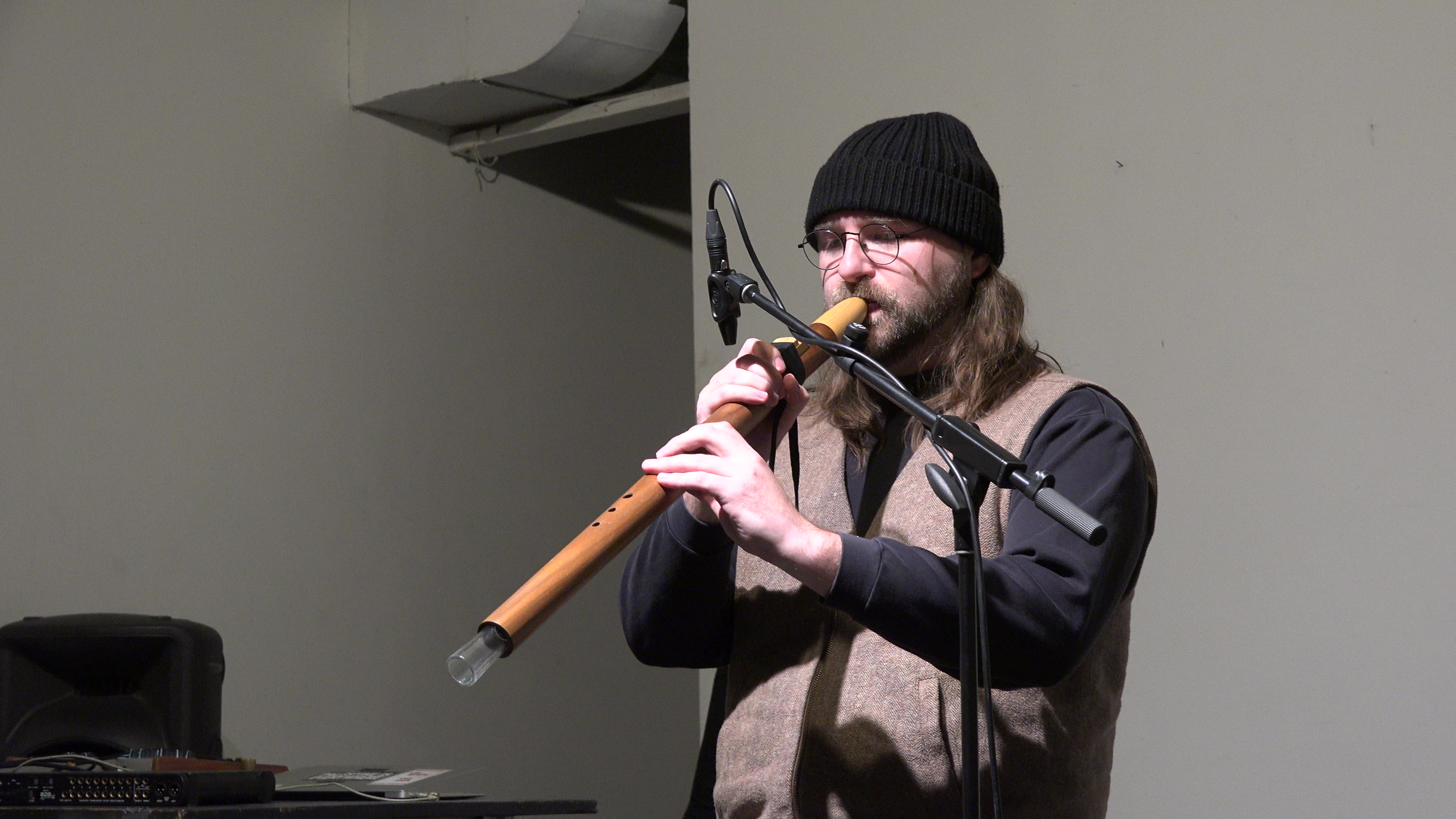 	Musical performance presented by Striped Light in Long Island City, New York showcases four performers	